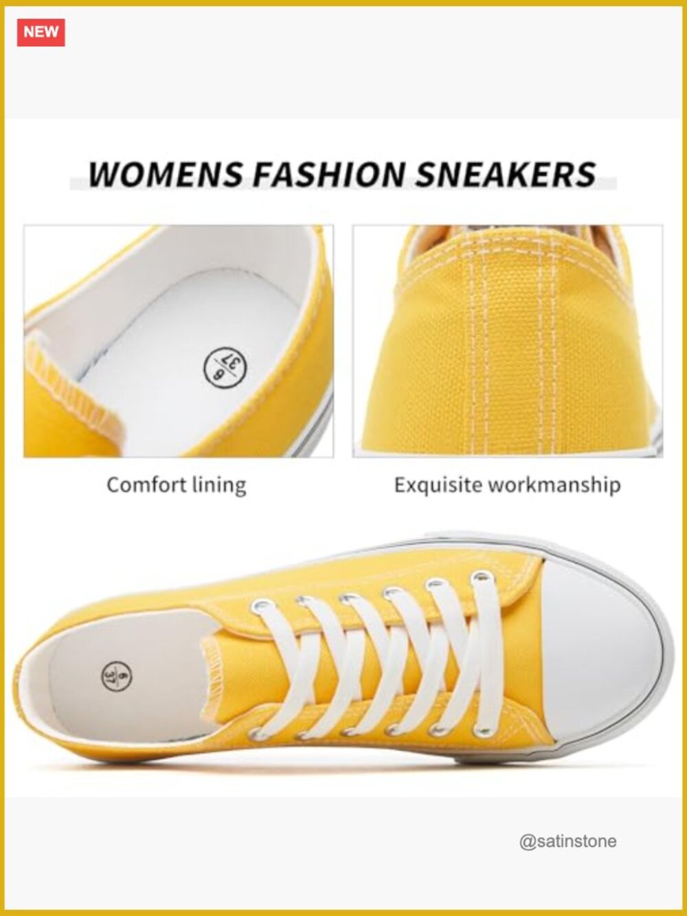 Low Top Canvas Sneakers with Rubber Sole Cushioned Insole Lace Up Closure - Picture 5 of 7